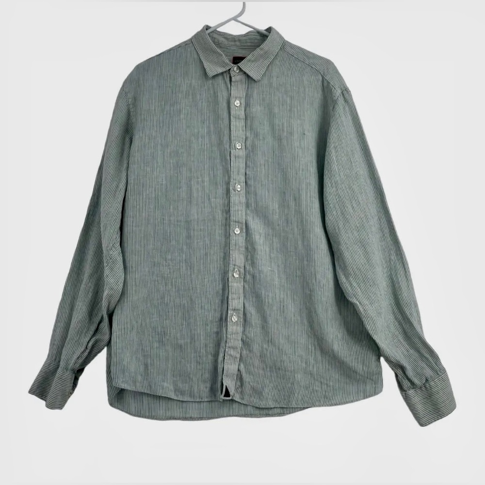 Untuckit Blue & White Striped Long Sleeve Button Down